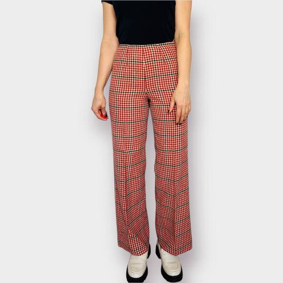 70s Pendleton‎ Wool Red Plaid Pants - Picture 1 of 7